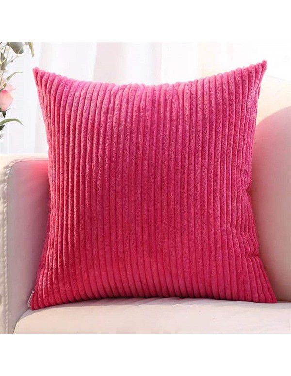 Corduroy pillow cushion Bedroom pillow sofa cushion Office solid color flannelette stripe pillow cover without core