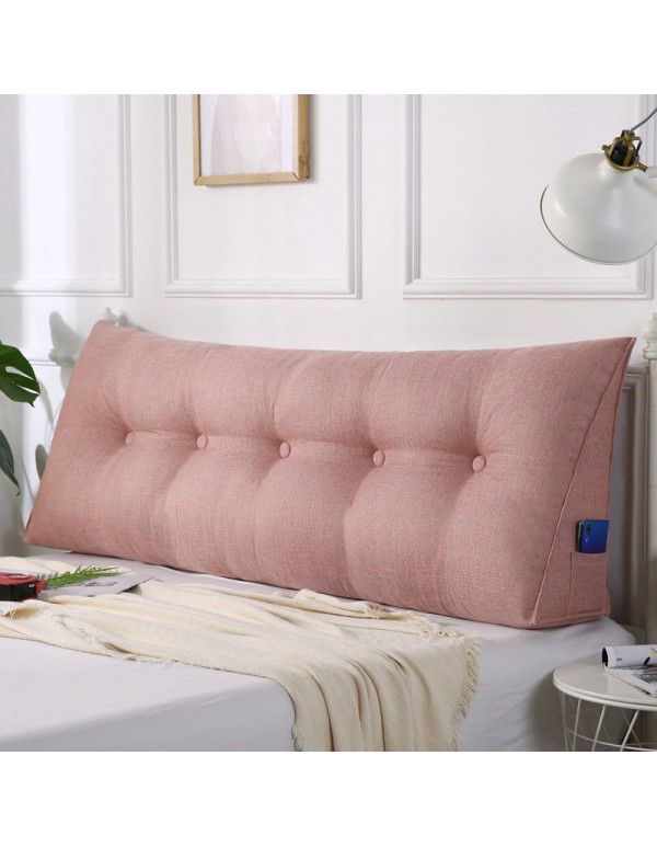 Linen triangle cushion double bed large back upholstered sofa waist against the head of the bed pillow cross-border special for removable washing