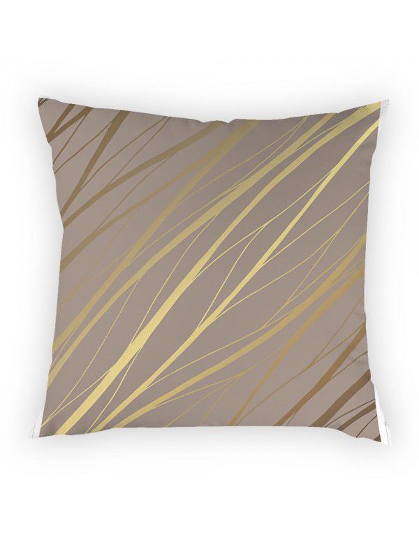 Pattern Line Gold Throwing Pillow Cover Digital Printing Simple Pillow Cover Cross border Best Backrest Home Fabric Cushion