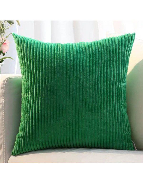 Corduroy pillow cushion Bedroom pillow sofa cushion Office solid color flannelette stripe pillow cover without core