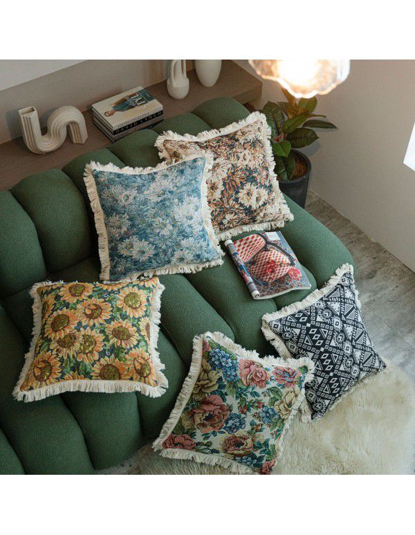 Yimanqiyun American Jacquard Multicolor Sofa Throwing Pillow Bedhead Cushion Living Room Throwing Pillow Chair Car without Core