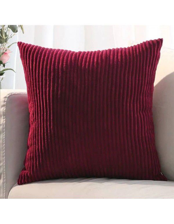 Corduroy pillow cushion Bedroom pillow sofa cushion Office solid color flannelette stripe pillow cover without core