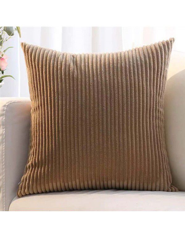 Corduroy pillow cushion Bedroom pillow sofa cushion Office solid color flannelette stripe pillow cover without core