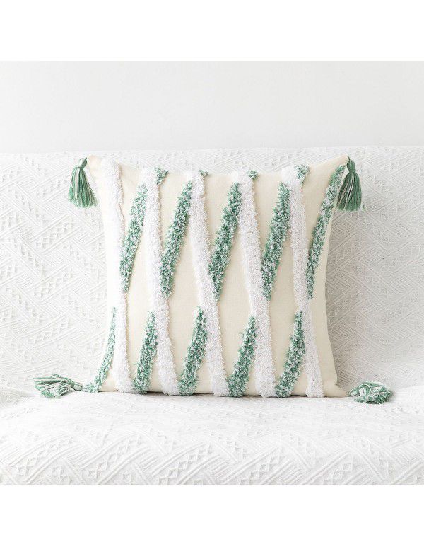 New Bohemian Geometric Tufted Pillow Case Home Fringe Cushion Home Stay Simple Waist Pillow