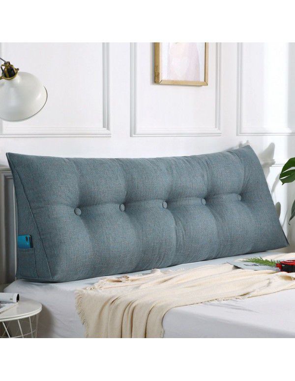 Linen triangle cushion double bed large back upholstered sofa waist against the head of the bed pillow cross-border special for removable washing