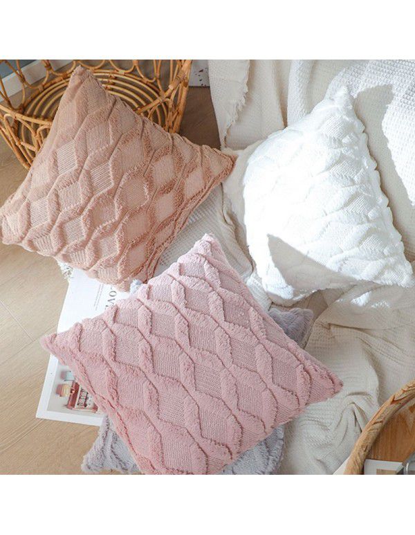 Cross border quilted pillows Headrest pillowcase ins velvet cotton linen pillowcase plush cushion cover Waist rest wholesale