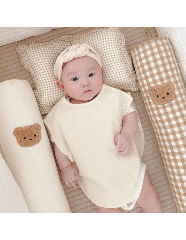 INS bear baby cylindrical bed surround baby anti-collision side sleeping pillow clip leg pacify pillow removable and washable