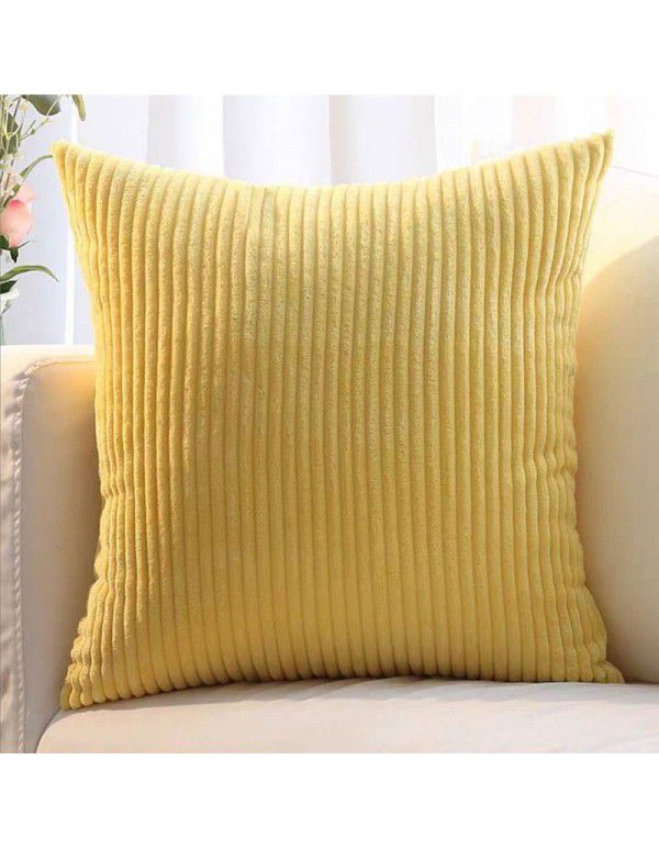 Corduroy pillow cushion Bedroom pillow sofa cushion Office solid color flannelette stripe pillow cover without core