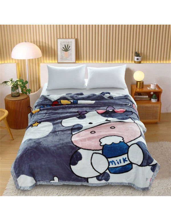 Factory blanket Raschel blanket thickened double-layer warm blanket super soft double-sided blanket gift wholesale