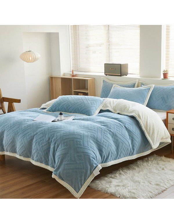 Double layer thickened milk wool blanket Cross border Amazon dual-use quilt blanket Beibei nap blanket Air conditioning blanket