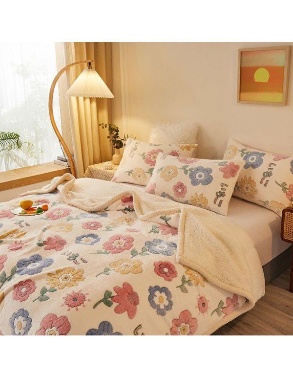  spot double-layer blanket thickened winter children's nap blanket coral wool warm flange blanket