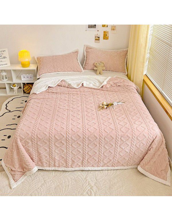 Taff Cashmere Lamb Wool Blanket Small Blanket Autumn Winter Thickened Cashmere Quilt Cover Blanket Double sided Cashmere Quilt Cover Blanket