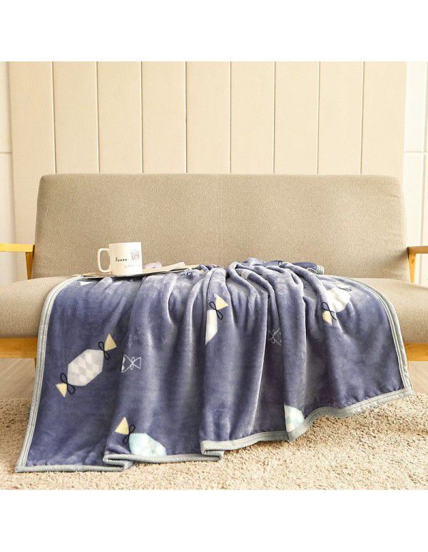 Wholesale printed coral wool blanket Spring and autumn casual shawl blanket Air conditioning blanket Office nap blanket