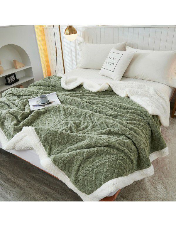 Taff cashmere jacquard lamb wool blanket double-layer composite cross-border AB version sofa blanket decorative blanket thickened blanket blanket