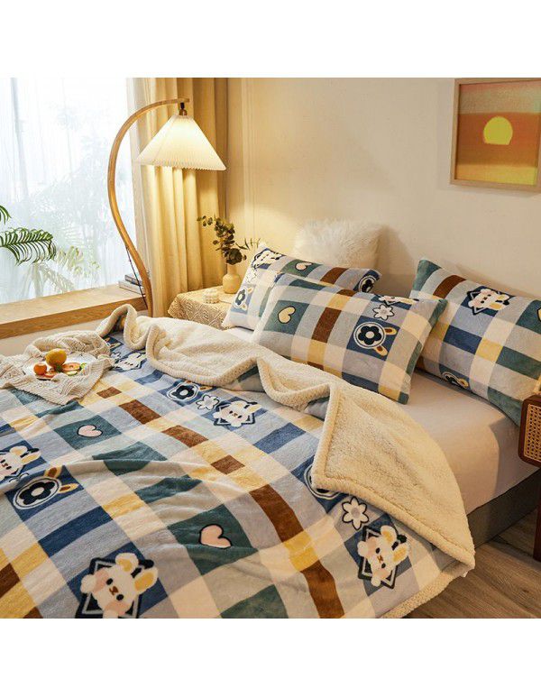  spot double-layer blanket thickened winter children's nap blanket coral wool warm flange blanket