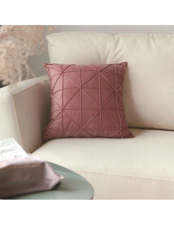 Modern Nordic Foreign Trade Pleated Throw Pillow Cover Nap Sofa Living Room Home Car Waist Cushion with Cored Throw Pillow