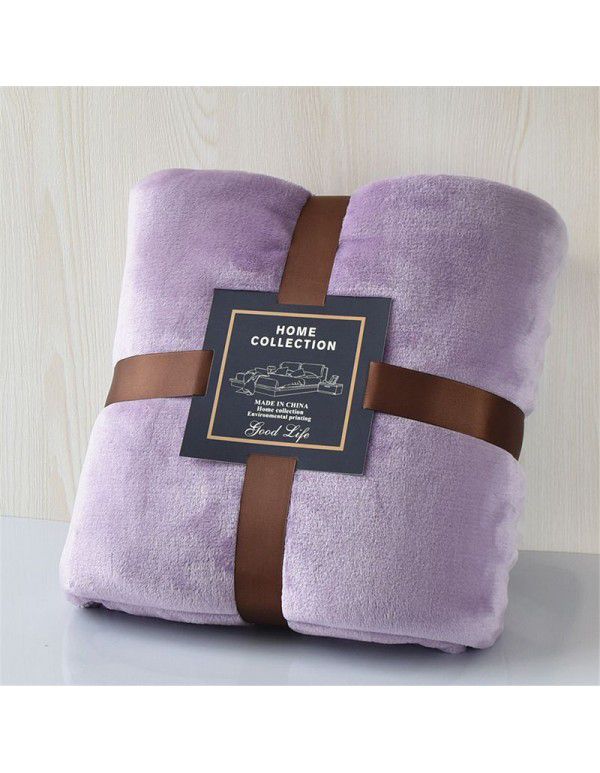 Foreign trade small blanket coral blanket four seasons nap travel blanket solid flannel thickened yoga gifts wholesale