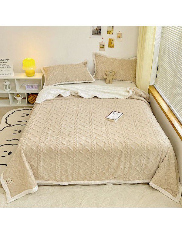 Taff Cashmere Lamb Wool Blanket Small Blanket Autumn Winter Thickened Cashmere Quilt Cover Blanket Double sided Cashmere Quilt Cover Blanket