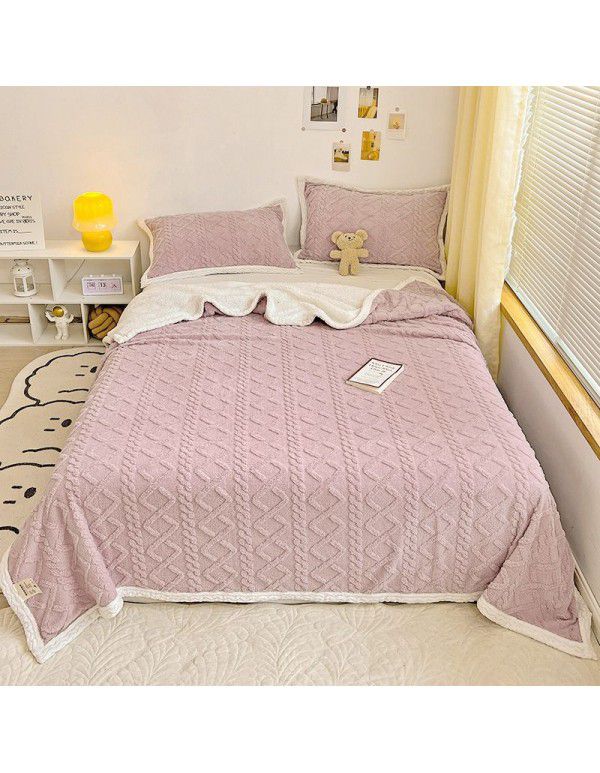 Taff Cashmere Lamb Wool Blanket Small Blanket Autumn Winter Thickened Cashmere Quilt Cover Blanket Double sided Cashmere Quilt Cover Blanket