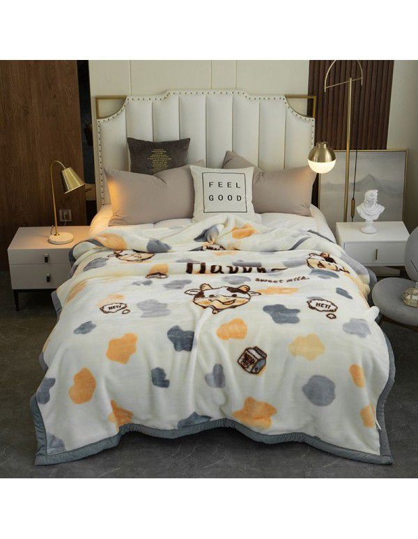 Factory blanket Raschel blanket thickened double-layer warm blanket super soft double-sided blanket gift wholesale