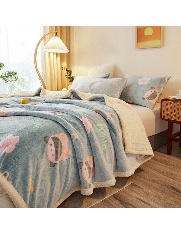  spot double-layer blanket thickened winter children's nap blanket coral wool warm flange blanket