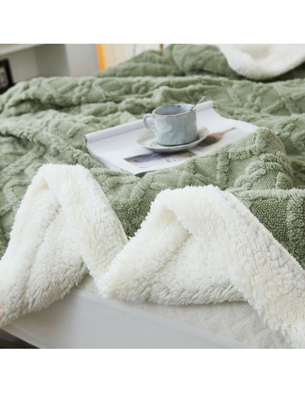 Taff cashmere jacquard lamb wool blanket double-layer composite cross-border AB version sofa blanket decorative blanket thickened blanket blanket