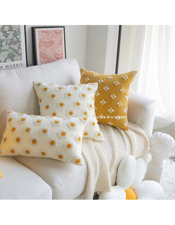 Nordic ins small wrinkle chrysanthemum pillow cover sitting room sofa sunflower cushion bed pillow float window cushion pillow