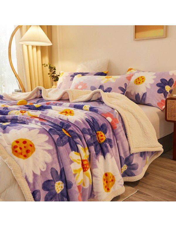  spot double-layer blanket thickened winter children's nap blanket coral wool warm flange blanket