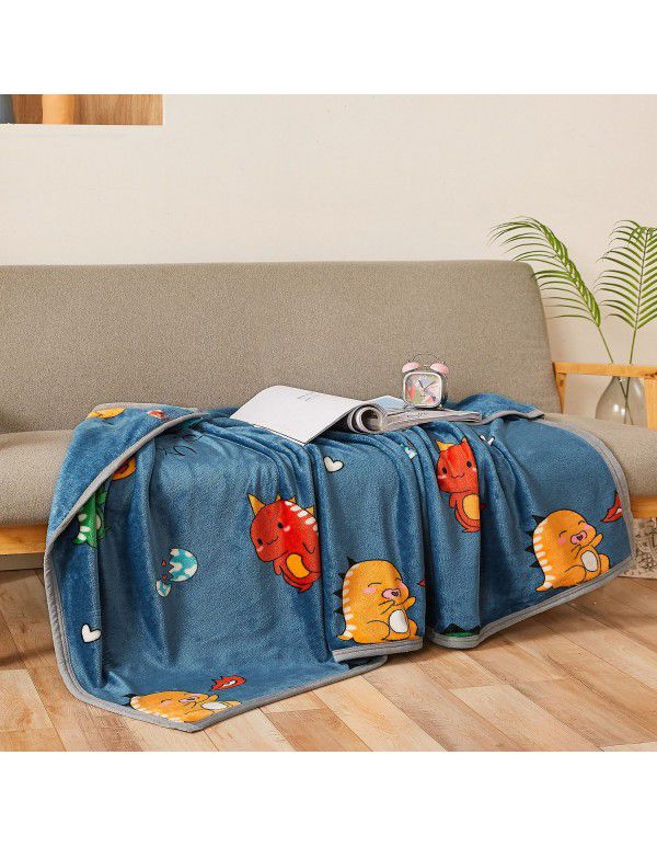 Wholesale printed coral wool blanket Spring and autumn casual shawl blanket Air conditioning blanket Office nap blanket