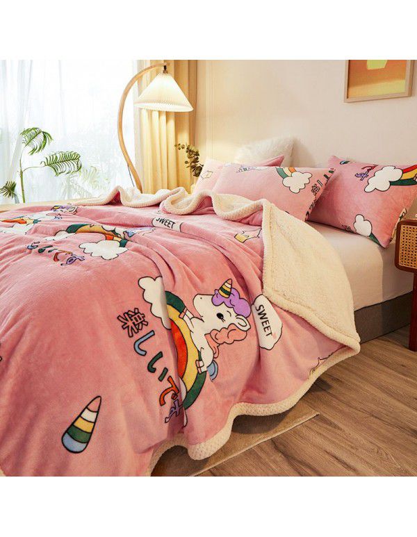  spot double-layer blanket thickened winter children's nap blanket coral wool warm flange blanket