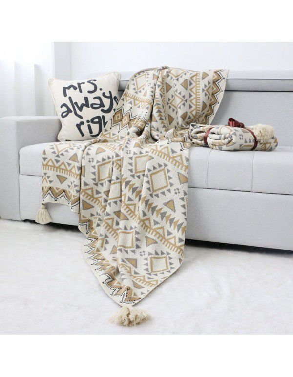 Bohemian blanket simple knitting wool nap blanket winter decoration nap blanket blanket sofa blanket