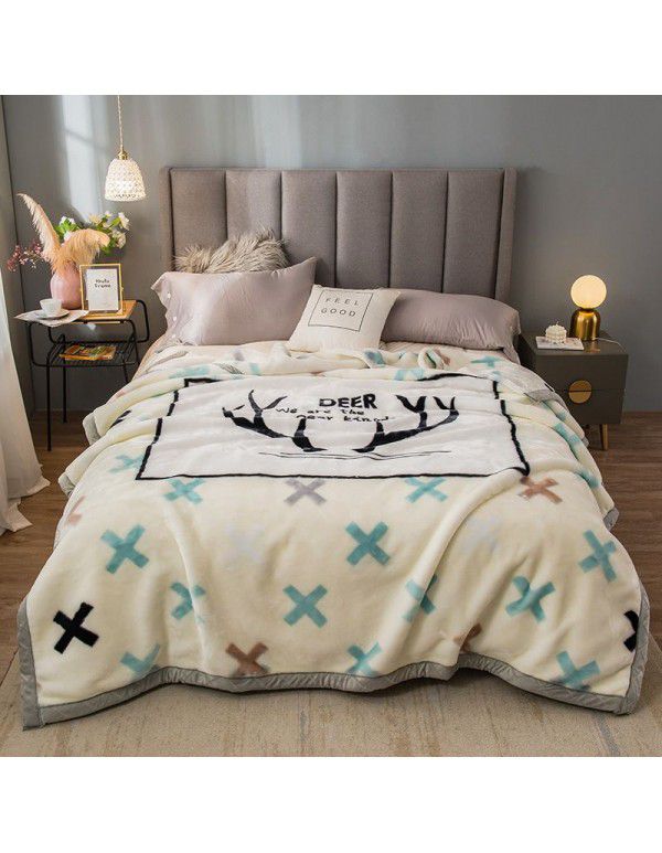 Factory blanket Raschel blanket thickened double-layer warm blanket super soft double-sided blanket gift wholesale