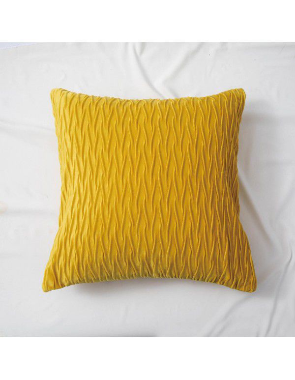 Cross border ins solid color pleated velvet pillow scissors pattern bedside pillow case sofa cushion pillow case with core