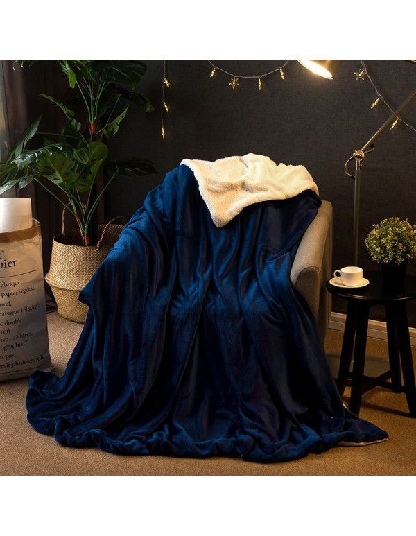 Double layer thickened small blanket sofa cover blanket lamb cashmere magic wool office nap air conditioning children blanket quilt cover