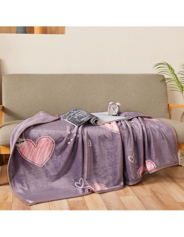 Wholesale printed coral wool blanket Spring and autumn casual shawl blanket Air conditioning blanket Office nap blanket