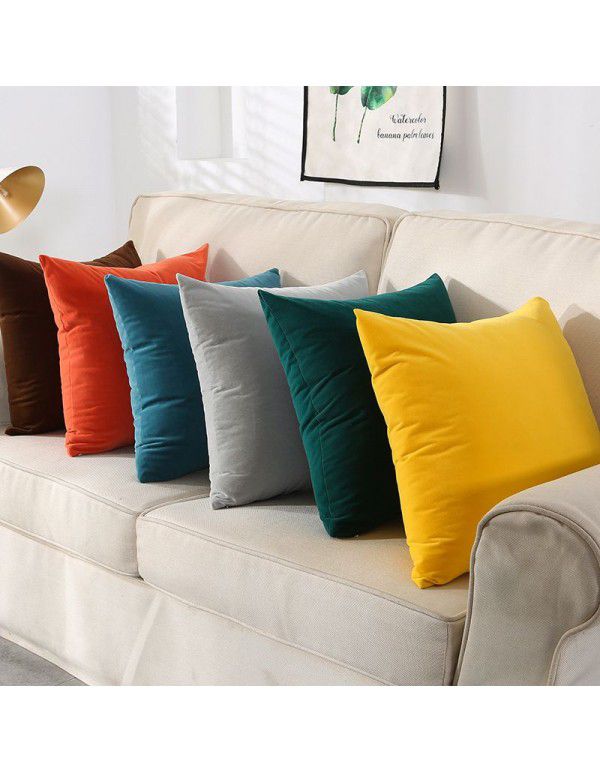 Nordic plain velvet throw pillow waist pillow solid color sofa cushion office waist pillow