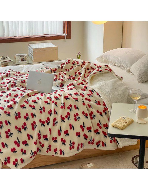 Cross border exclusive vintage jacquard cashmere blended blanket multi-functional sofa lunch blanket thickened lamb wool blanket