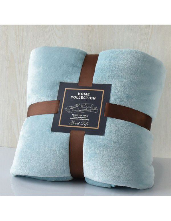 Foreign trade small blanket coral blanket four seasons nap travel blanket solid flannel thickened yoga gifts wholesale