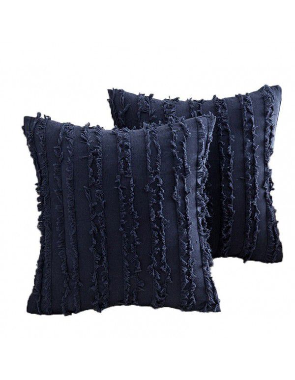 The manufacturer directly supplies cotton and linen creative throw pillows, Nordic holiday style, cut fringed waist pillows, one in stock