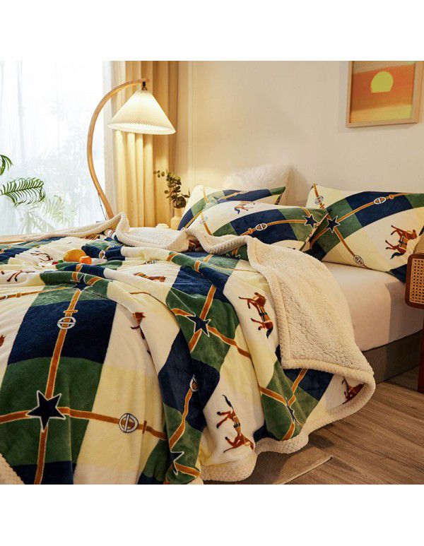  spot double-layer blanket thickened winter children's nap blanket coral wool warm flange blanket