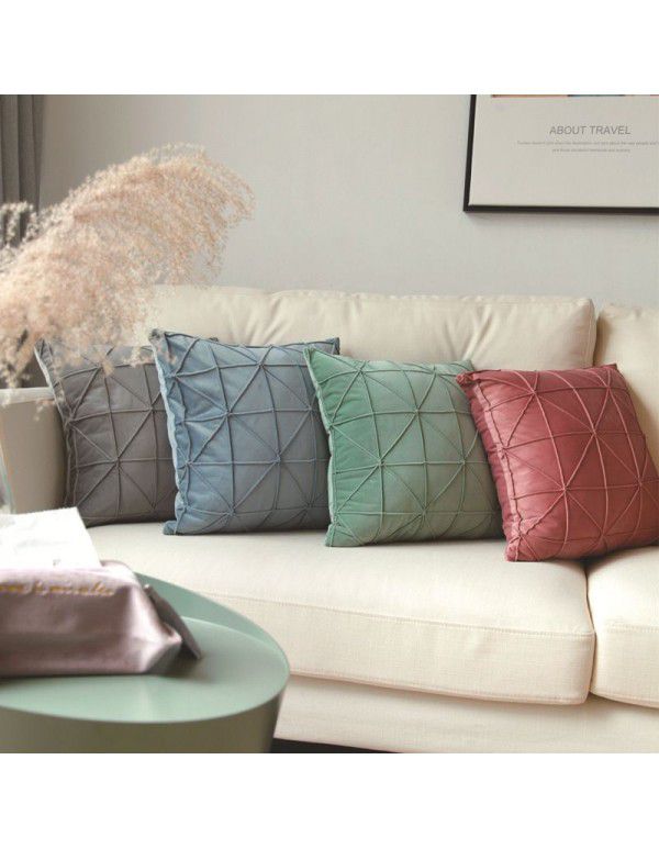 Modern Nordic Foreign Trade Pleated Throw Pillow Cover Nap Sofa Living Room Home Car Waist Cushion with Cored Throw Pillow