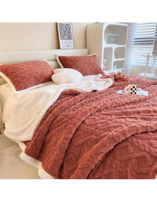 Taff nap blanket thickened lamb wool blanket in winter solid color spring and autumn blanket coral blanket wholesale