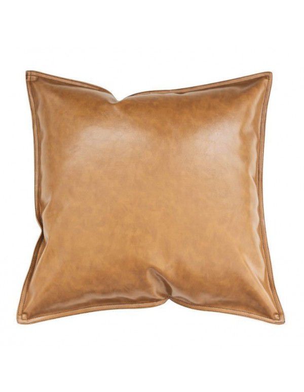 PU oil wax leather cushion cover solid color luxury imitation leather sofa cushion pillow Office pillow Headrest