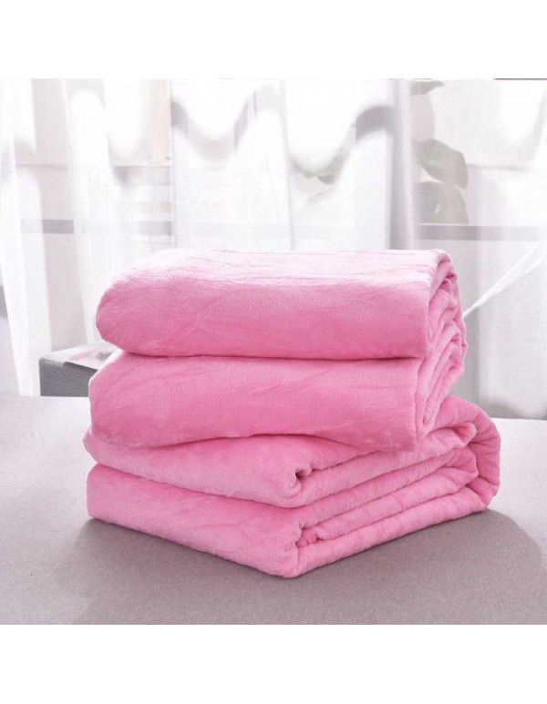 Flannel blanket logo Noon nap blanket Coral velvet air conditioning blanket thickened solid color activity gift blanket in summer