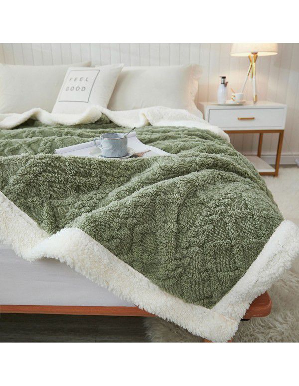 Taff cashmere jacquard lamb wool blanket double-layer composite cross-border AB version sofa blanket decorative blanket thickened blanket blanket