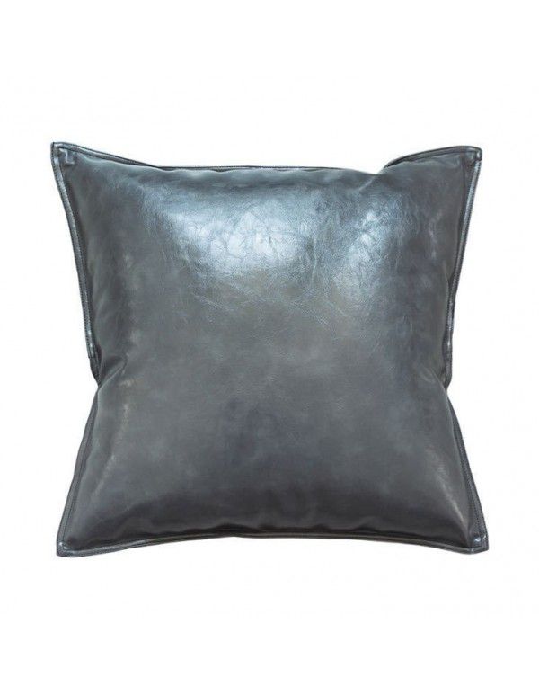 PU oil wax leather cushion cover solid color luxury imitation leather sofa cushion pillow Office pillow Headrest