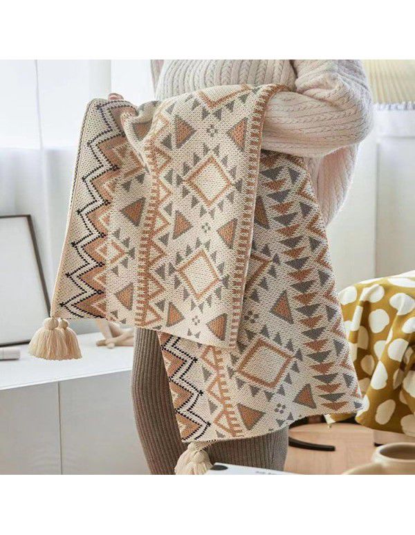 Bohemian blanket simple knitting wool nap blanket winter decoration nap blanket blanket sofa blanket