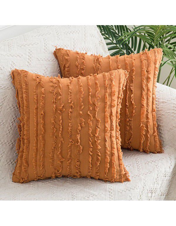 The manufacturer directly supplies cotton and linen creative throw pillows, Nordic holiday style, cut fringed waist pillows, one in stock