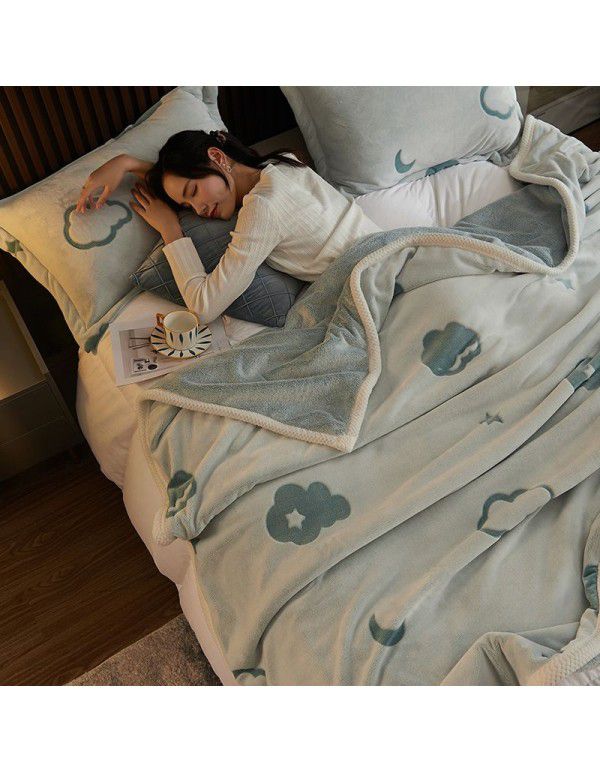 Winter single-layer thickened milk wool blanket double-sided flannel blanket quilt sheet multi-function blanket air conditioning blanket