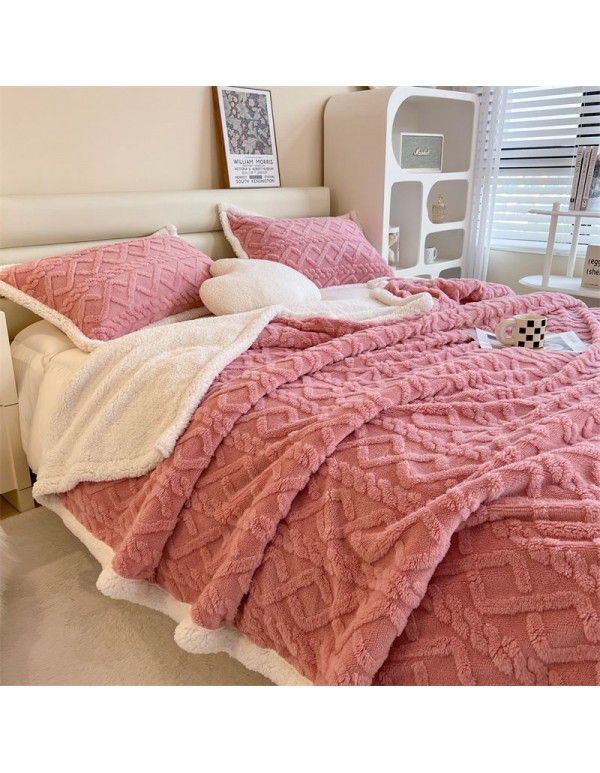 Taff nap blanket thickened lamb wool blanket in winter solid color spring and autumn blanket coral blanket wholesale